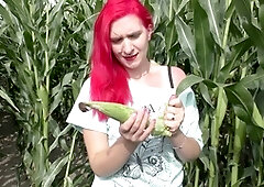 Vegetable in pussy, public