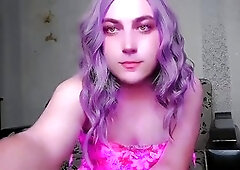Cute sissy Crossdresserkitty twirling in a sparkly princess sundress