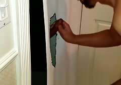 Hot French tourist visits my gloryhole for oral service