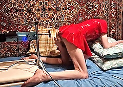 Sasha Earth Fucked by Dildo Machine in Erotic Costume