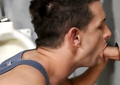 Horny Luke Marcum topping his little slut in the restroom