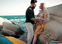 We discovered the flawless intimate spot behind the sea rocks, but we were absolutely out in the open. The wind was eager, my hair was flying everywhe