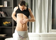 Andrew I enjoys his own cum after a solo session