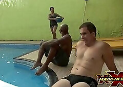 Naughty wife tries her husband's friend to give ass while the tame cuckold rests