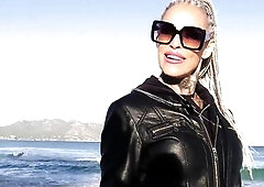 Skinny German Older Wife with Many Tattoos Talk to no Fucking-rubber Cheating Bang at Hotel and leg him cum on tiny Butt