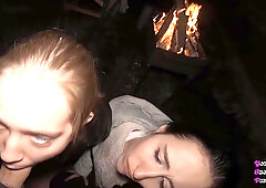 Ffm Threesome Sucking On The Backyard