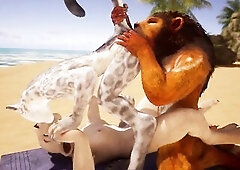 Fur three-some ends in creampie and squirting in intensive Wild Life sex