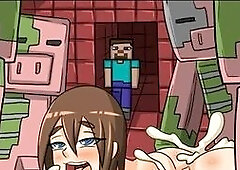 Minecraft Alex rides cock