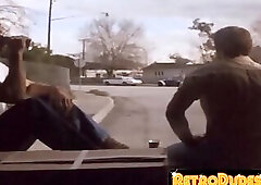 Classic homosexual studs enjoy wild threeway ass banging