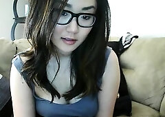 Asian Webcam Slut Strips and Rubs Her Pussy