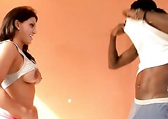 Large titty white gal gets drilled by her fitness instructor