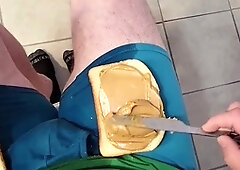 Step-by-step guide: Crafting a delectable peanut butter and batter wood sandwich with a special secret sauce