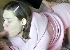 SHE SWALLOWS COMPLETELY - the cutie is not shy about being