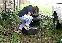 Fucking an Innertube Previous To Stuffing it into a Truck Tire
