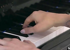 Sensual massage ends in wild fucking with a shemale