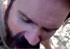 Daddy gives a facial in the woods258