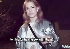 Public Agent Ginger haired honey squirts all over my schlong