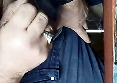 Turkish daddy jerks off discretely under the table at the office