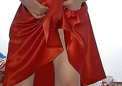 Gorgeous Party Dress With Satin Red Skirt Cumshot