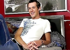 Twink oils himself up for a dildo and jerks off