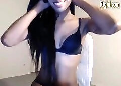 slender tranny ebony tgirl wanking off her cock on webcam