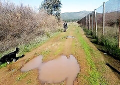 nippleringlover flashing pierced boobs with massive pierced teats outdoors