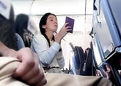 Public Knob Flashing in Airplane - I Brought Stranger to Cum in 2 Minutes