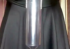 Sissy slut swallows piss and cum in public while people watch him degrade himself