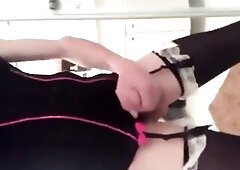 Trans shows butt and cum