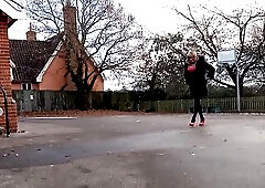 T-girl cd Gina out and about taking a piddle and being nasty