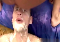 Crazy cum facial from butthole
