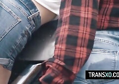 Large melons mother i'd like to fuck gives a fellatio and gets her cunt pounded by her redhead transsexual girlfriend