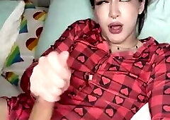 Red pjs dirty talk and cum