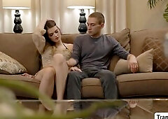 Marvelous Tbabe Asia Belle and her ally Brittany Kade make a decision to exchange boyfriend.Asia begins giving a kiss Brittanys boyfriend on the bed a