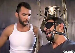 Brian Adams Dominates Draven Navarro In Leather Rope Bondage And Rough Anal