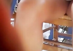 Real Greek girl possesses beautiful and skinny body. This Babe is sitting in front of the dude with voyeur camera having no idea this chab is recordin