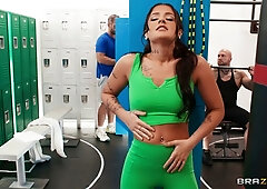 Sex in the locker room with a hot teen doll Ryan Reid