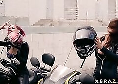 Emo biker babes banged by two thugs in their clubhouse