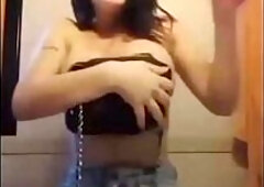 Showing her boobs in an insta live