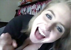 Amateur blonde slut Little Oral Annie blowjobs POV