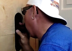 Mature DILF sucking black gloryhole rod