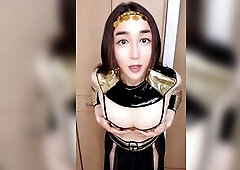 TS Dream Cosplay Solo - Posing & Biggest Spunk fountain Tease