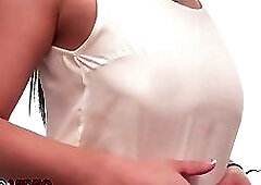 Anne's Wet T-Shirt Tease: Revealing Her Big Tits for Solo Cam Action