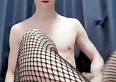 japanese sissy wearing fishnet