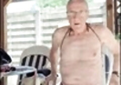 Outdoor dildo, 4k porn, grandpa masturbating
