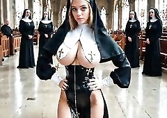A Hot nun is serving in the church 1 (AI-generated) (No live-action) (NSFW)