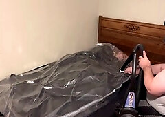 Bound and packed in leather sheeting and a straitjacket by Strapskinks