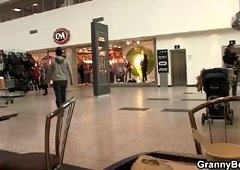 Skinny granny is picked up for play