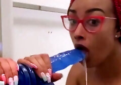 MissBNasty gets super sloppy with her dildo in dressing