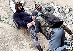 Homo Man Gets 2 Thick Stiffys On The Street